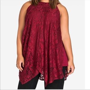 💥Ashley Stewart Size26 Lace Overlay Tunic Top💥